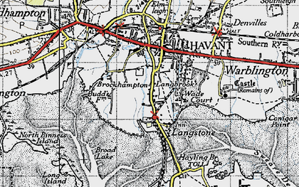 Old map of Langstone Bridge in 1945