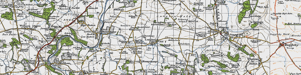 Old map of Langton Wold in 1947