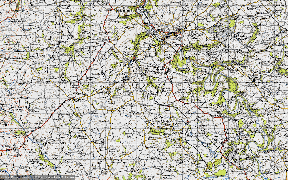 Old Map of Historic Map covering Badslake in 1946