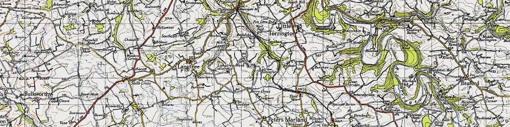 Old map of Langtree Week in 1946