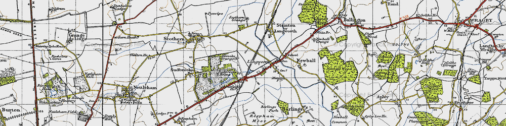 Old map of Langworth in 1947