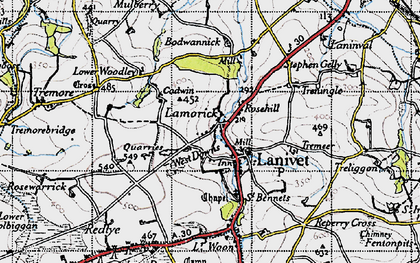 Old map of Lanivet in 1946