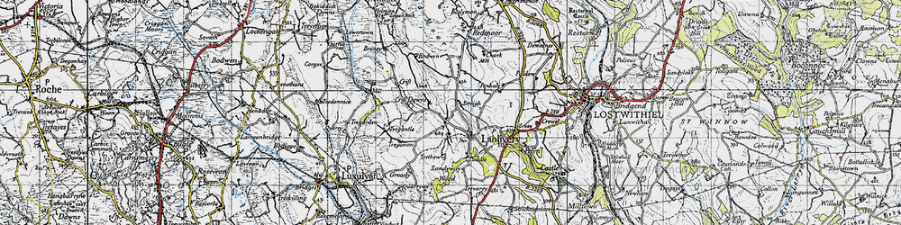 Old map of Lanlivery in 1946