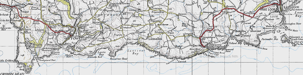 Old map of Lansallos in 1946