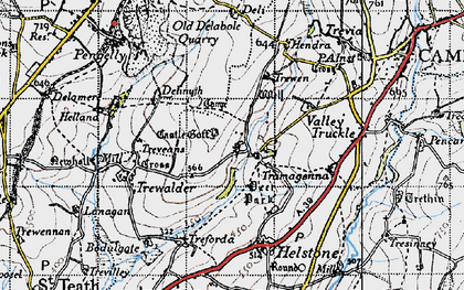 Old map of Lanteglos in 1946