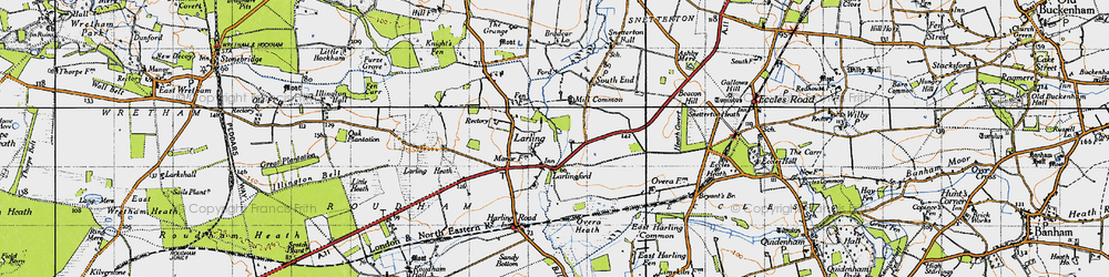Old map of Larling in 1946