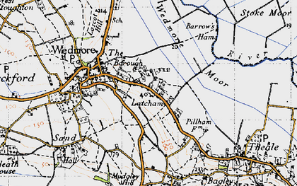 Old map of Barrow's Hams in 1946