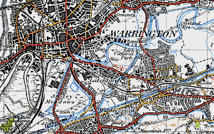 Old map of Latchford in 1947