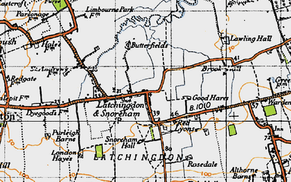 Old map of Latchingdon in 1945