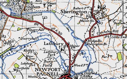Old map of Bury Field in 1946