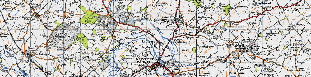 Old map of Lathbury in 1946