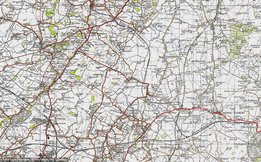 Old Map of Historic Map covering Latteridge Hill in 1946