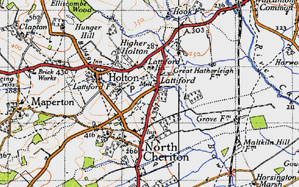 Old map of Lattiford in 1945