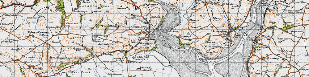 Old map of Laugharne in 1946
