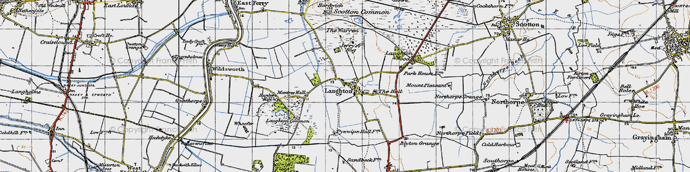 Old map of Scotton Common in 1947