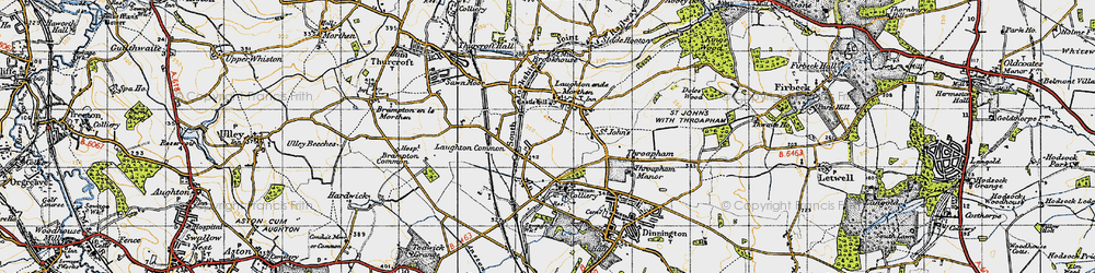 Old map of Laughton Common in 1947