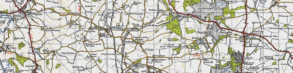 Old map of Laughton en le Morthen in 1947