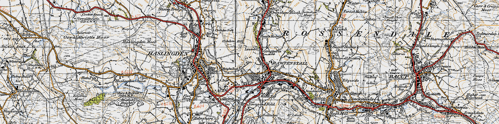 Old map of Laund in 1947
