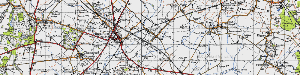 Old map of Launton in 1946