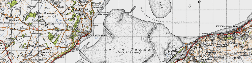 Old map of Lavan Sands in 1947