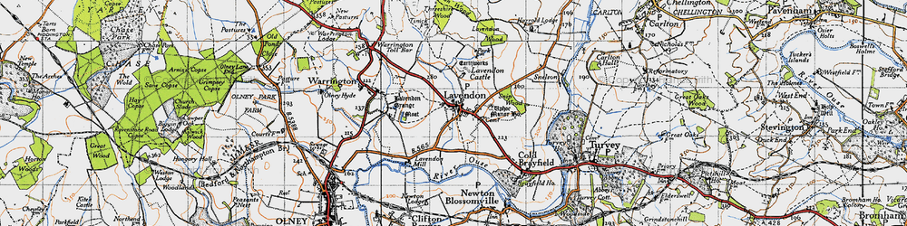 Old map of Lavendon in 1946