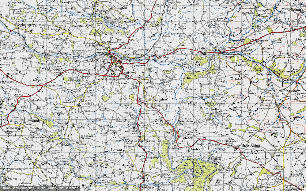 Old Map of Historic Map covering Lawhitton Barton in 1946