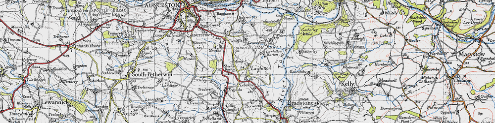 Old map of Lawhitton Barton in 1946