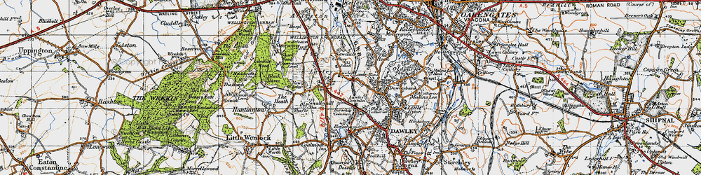 Old map of Lawley Common in 1947