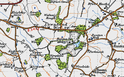 Old map of Lawnhead in 1946