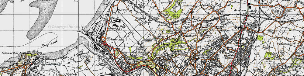 Old map of Lawrence Weston in 1946