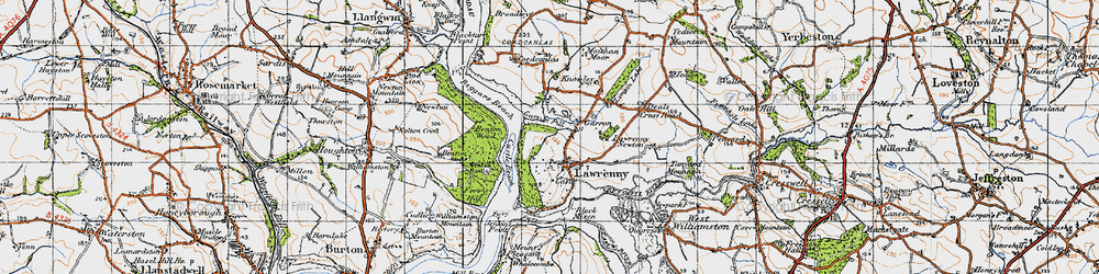 Old map of Lawrenny in 1946