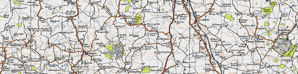 Old map of Lawshall Green in 1946
