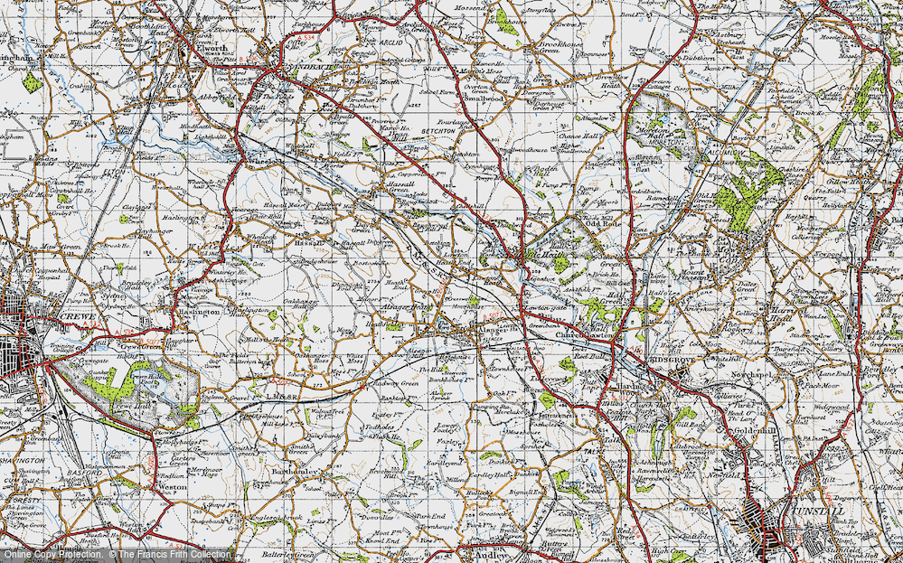 Old Map of Lawton Heath End, 1947 in 1947