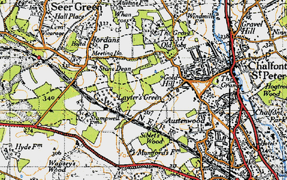 Old map of Layters Green in 1945