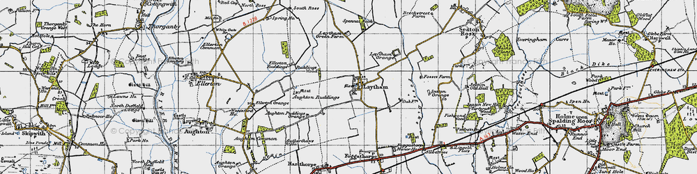 Old map of Aughton Ruddings in 1947