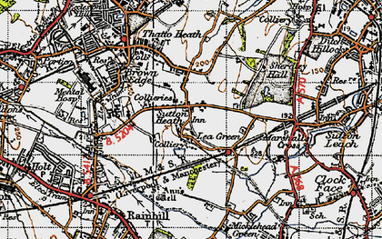 Old map of Lea Green in 1947