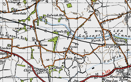 Old map of Lea Town in 1947