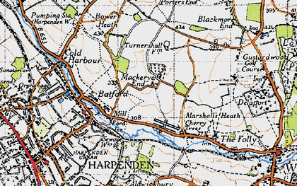 Old map of Lea Valley in 1946