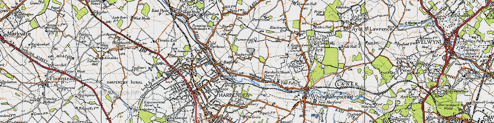 Old map of Lea Valley in 1946