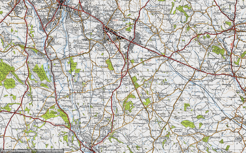 Old Map of Historic Map covering Barlaston Common in 1946