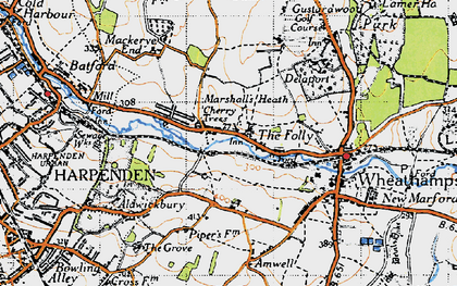Old map of Leasey Bridge in 1946