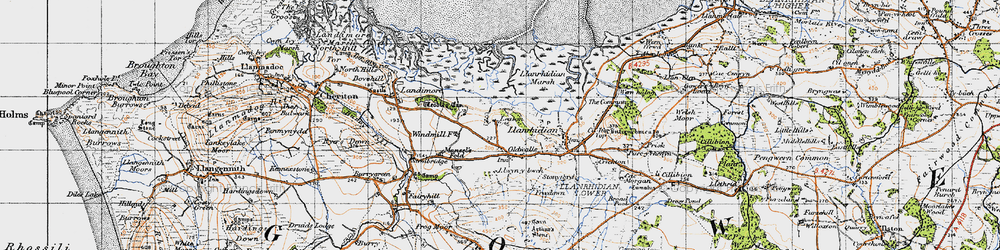 Old map of Leason in 1946