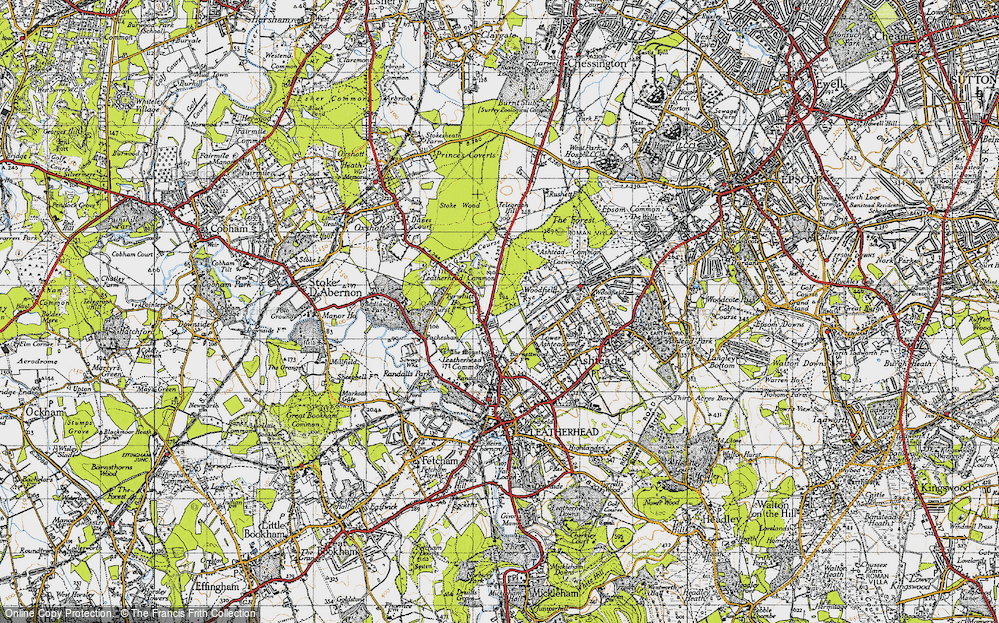 Old Map of Leatherhead Common, 1945 in 1945