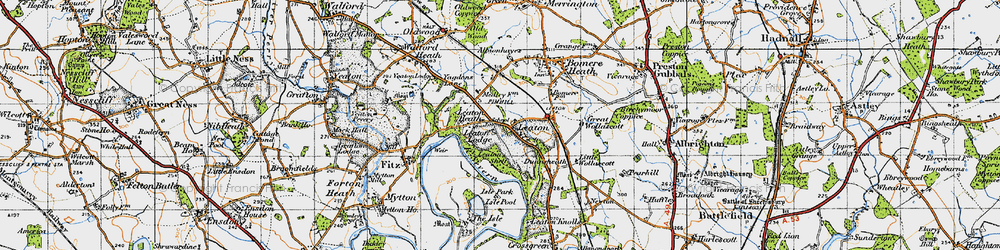 Old map of Leaton Lodge in 1947