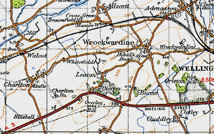 Old map of Overley in 1947