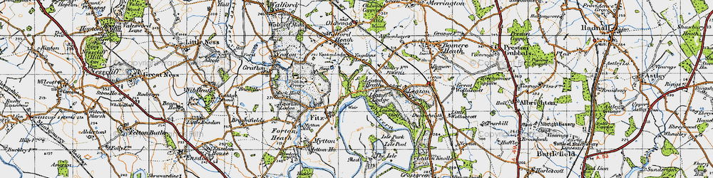 Old map of Yeaton Peverey in 1947