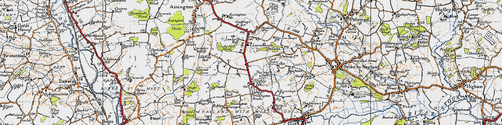 Old map of Leavenheath in 1946