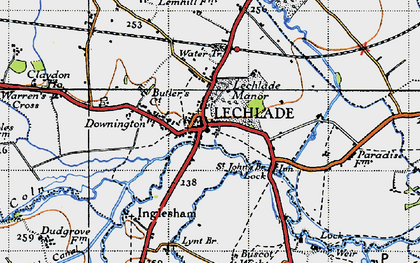 Old map of Lechlade on Thames in 1947