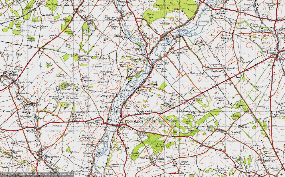 Old Map of Historic Map covering Woolbury in 1945
