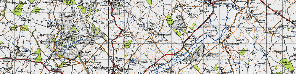 Old map of Leckhampstead in 1946